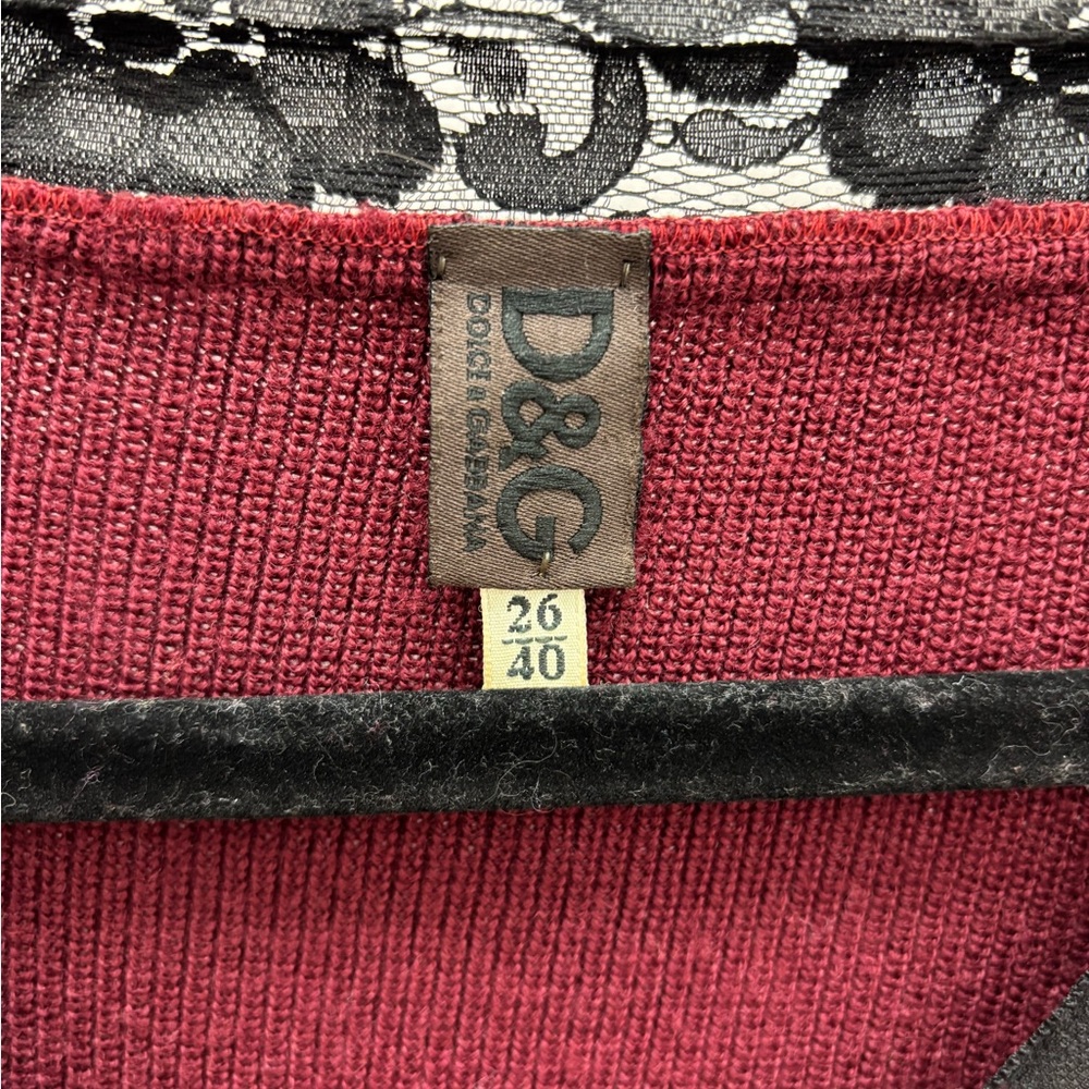 D&G Burgundy Long Sleeve Dress with Black Lace - Picture 3 of 4